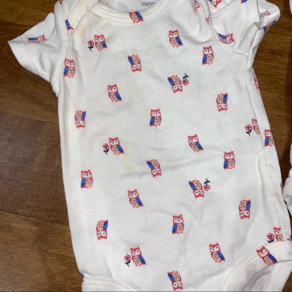 Short sleeve onesie without legs, strawberries pink owls 3m - Picture 2 of 7